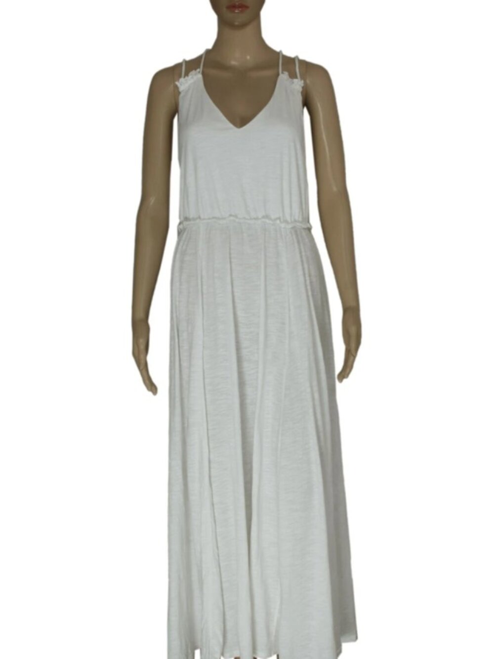 Anthropologie Double Strap Criss Cross Maxi Dress Smocked White XS